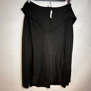 Fabletics Gray Draped Hooded Long Sleeve Top Off-the Shoulder Wide Neck– Size M